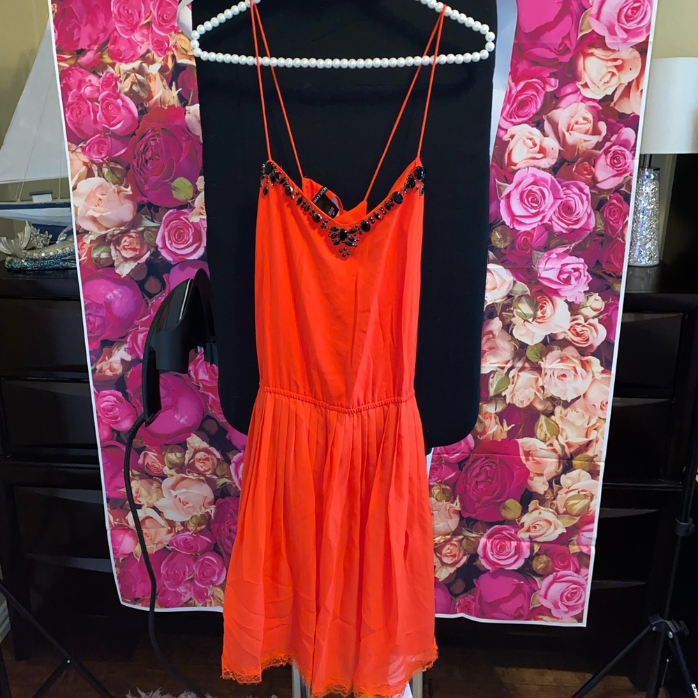 Small women Victoria secret VS dress with crisscross back lace & black jewels